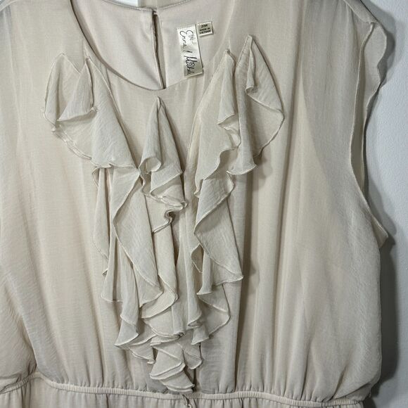 Emma & Michele Dress Size 20W Ruffle Front Belted Lined Classy Polyester - Picture 3 of 11
